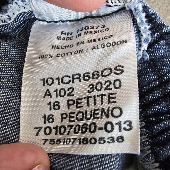 Chic Womens 16 Petite Elastic Waist Blue Jean Pull On Pants High Rise Stretch - Picture 10 of 11